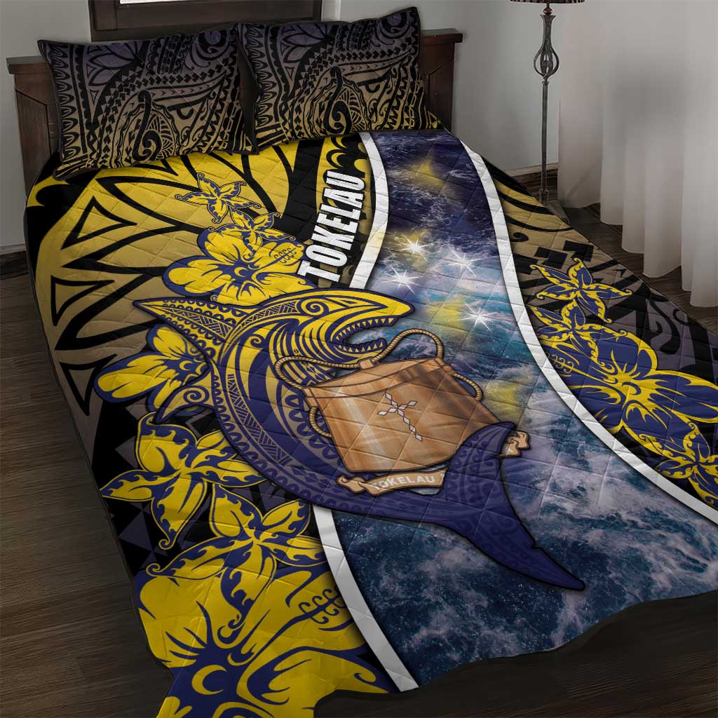Tokelau Quilt Bed Set National Badge Waves Style