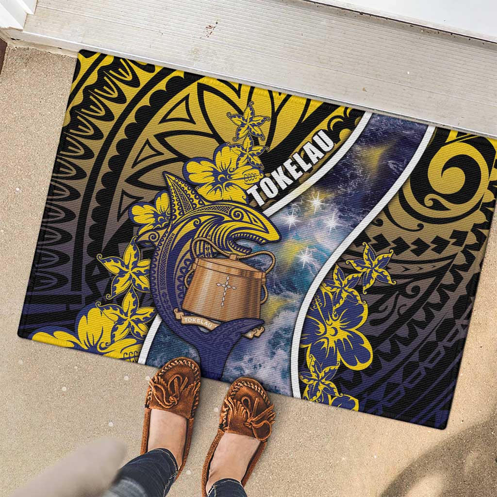 Tokelau Rubber Doormat National Badge Waves Style
