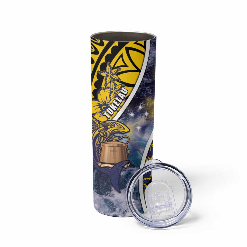 Personalised Tokelau Skinny Tumbler National Badge Waves Style