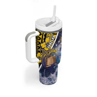 Personalised Tokelau Tumbler With Handle National Badge Waves Style