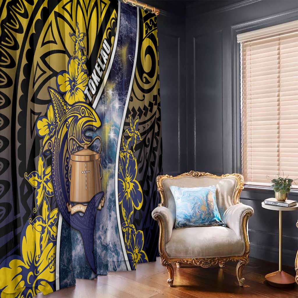 Tokelau Window Curtain National Badge Waves Style