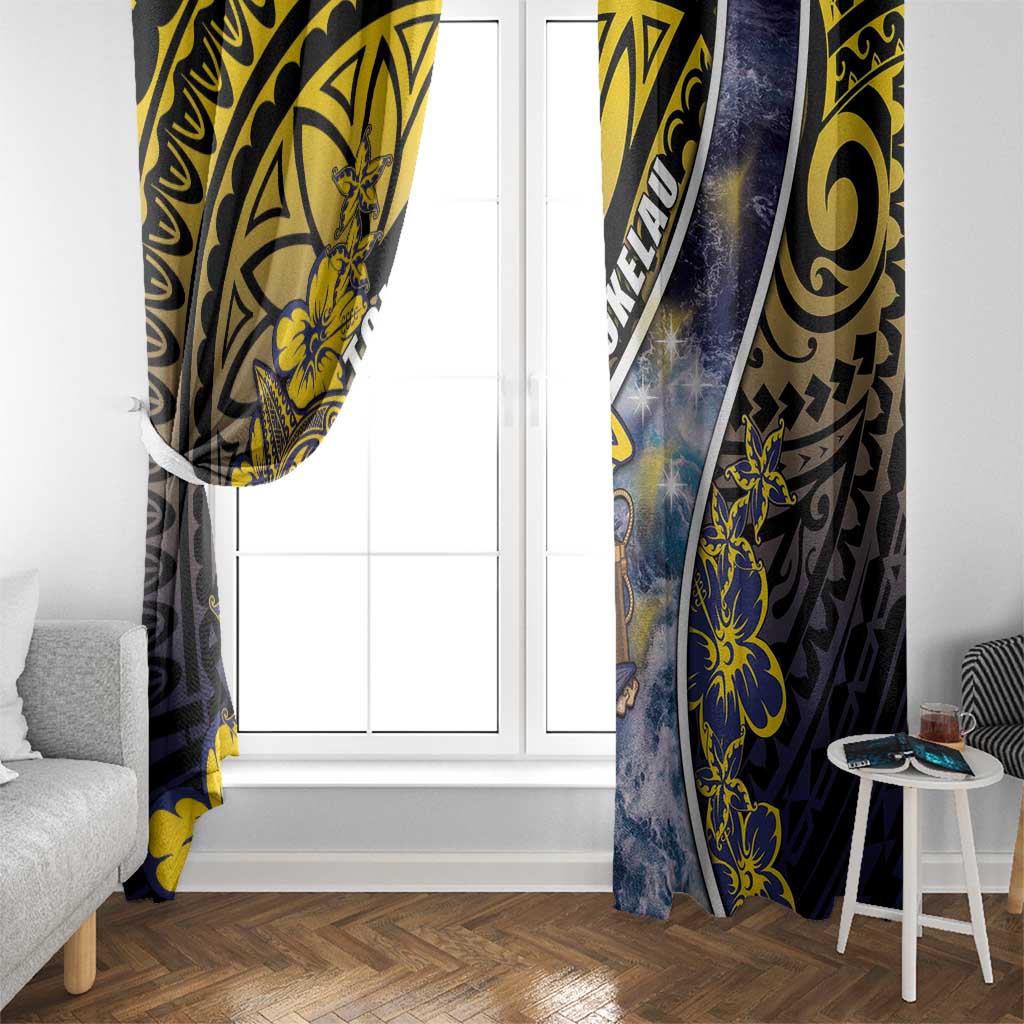 Tokelau Window Curtain National Badge Waves Style