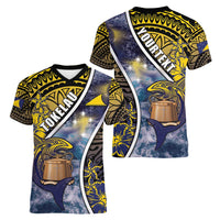 Personalised Tokelau Women V-Neck T-Shirt National Badge Waves Style