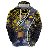 Personalised Tokelau Zip Hoodie National Badge Waves Style
