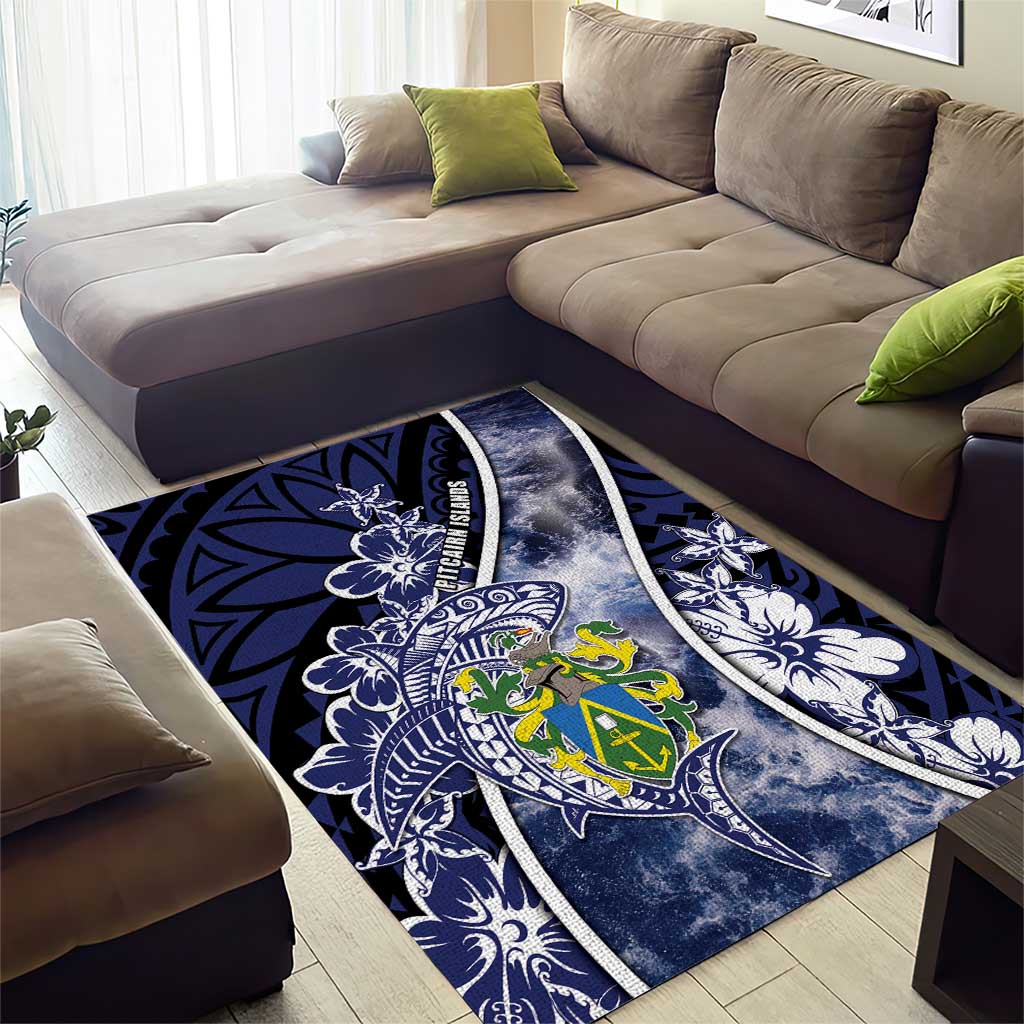 Pitcairn Islands Area Rug Coat Of Arms Waves Style