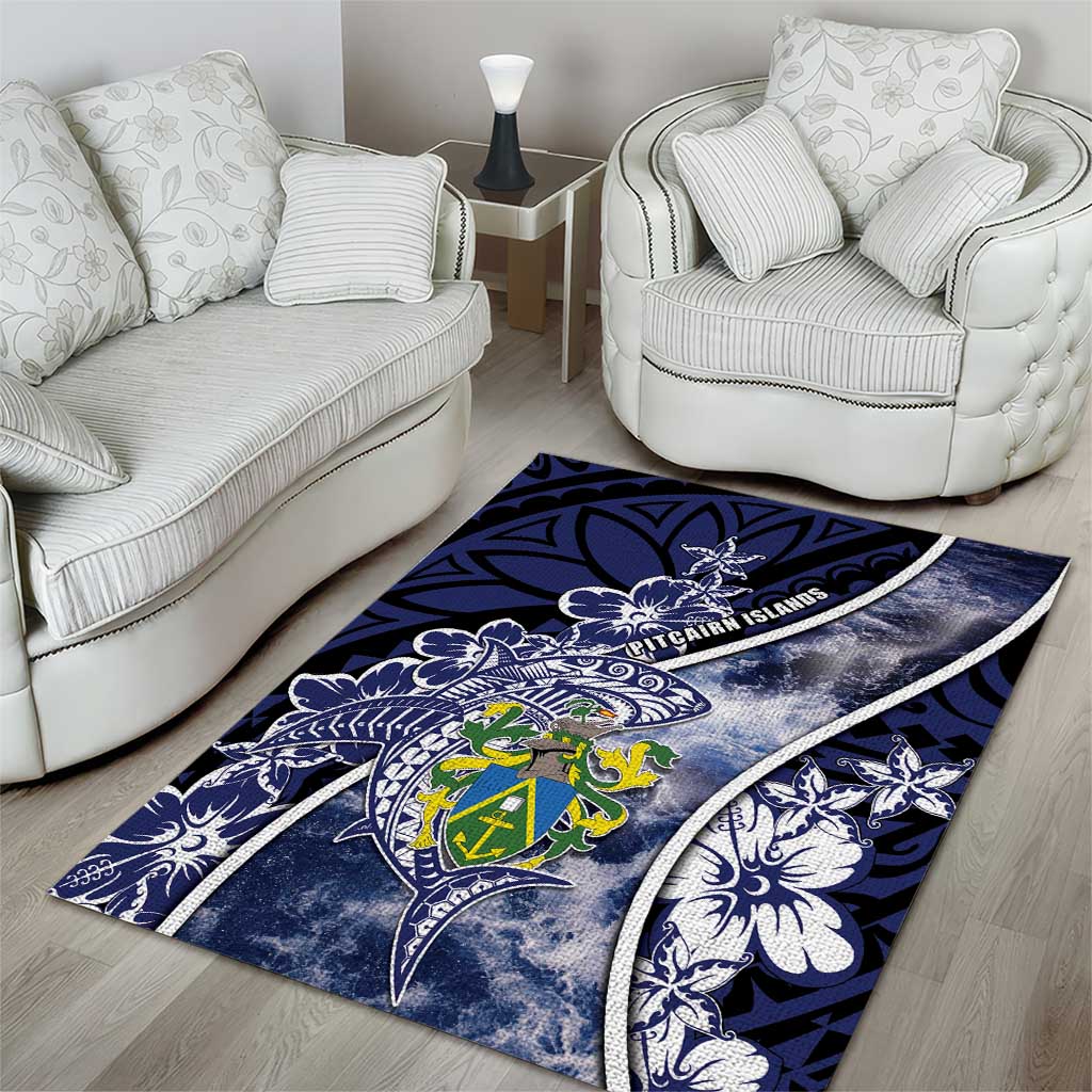 Pitcairn Islands Area Rug Coat Of Arms Waves Style