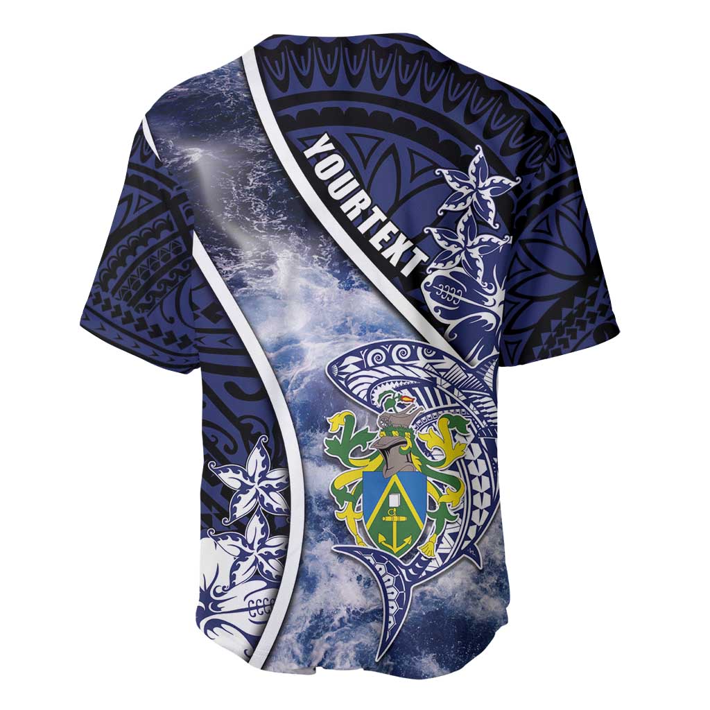 Personalised Pitcairn Islands Baseball Jersey Coat Of Arms Waves Style DT05 - Polynesian Pride