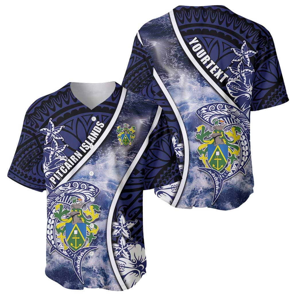 Personalised Pitcairn Islands Baseball Jersey Coat Of Arms Waves Style DT05 - Polynesian Pride