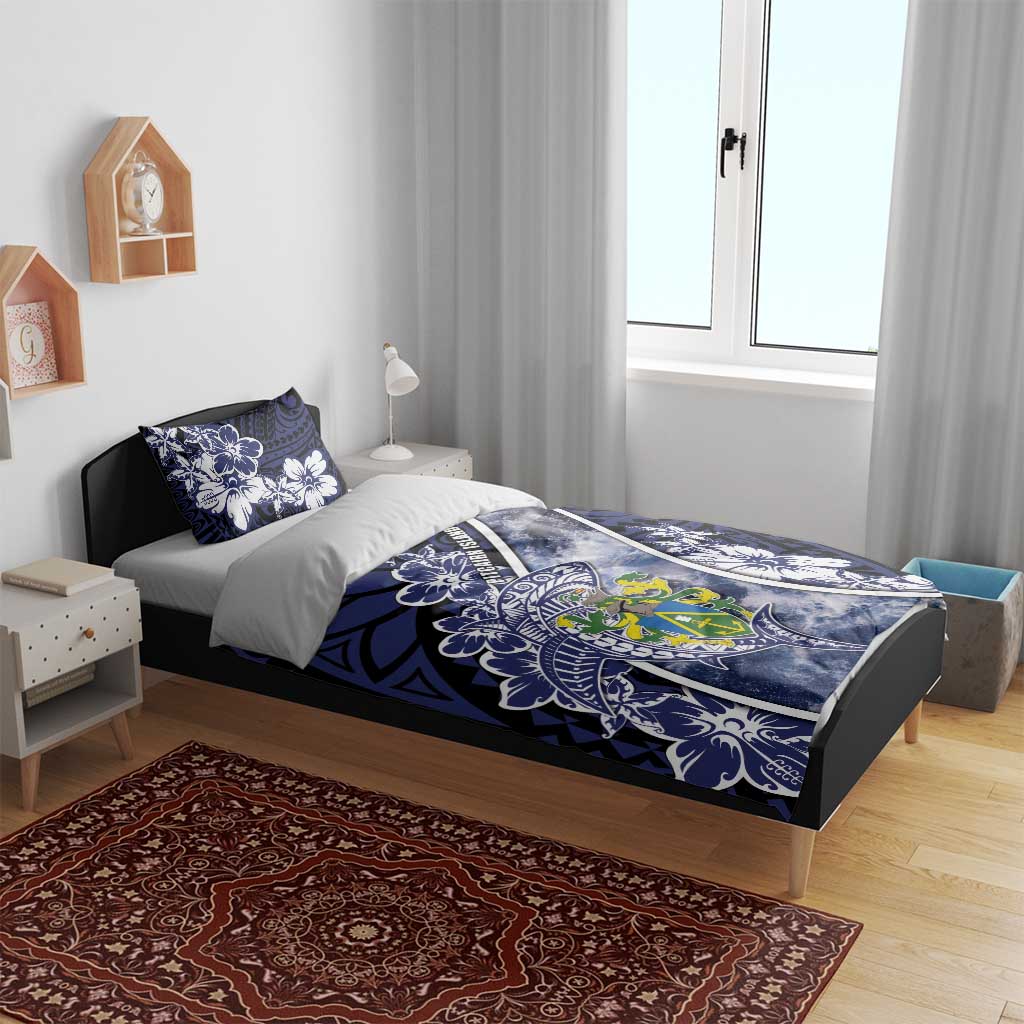 Pitcairn Islands Bedding Set Coat Of Arms Waves Style