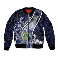Personalised Pitcairn Islands Bomber Jacket Coat Of Arms Waves Style DT05 Unisex Navy - Polynesian Pride