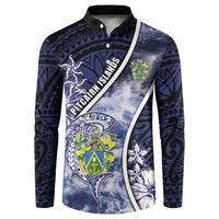 Personalised Pitcairn Islands Button Sweatshirt Coat Of Arms Waves Style