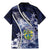 Personalised Pitcairn Islands Family Matching Mermaid Dress and Hawaiian Shirt Coat Of Arms Waves Style