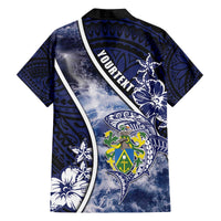 Personalised Pitcairn Islands Family Matching Off The Shoulder Long Sleeve Dress and Hawaiian Shirt Coat Of Arms Waves Style