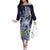 Personalised Pitcairn Islands Family Matching Off The Shoulder Long Sleeve Dress and Hawaiian Shirt Coat Of Arms Waves Style