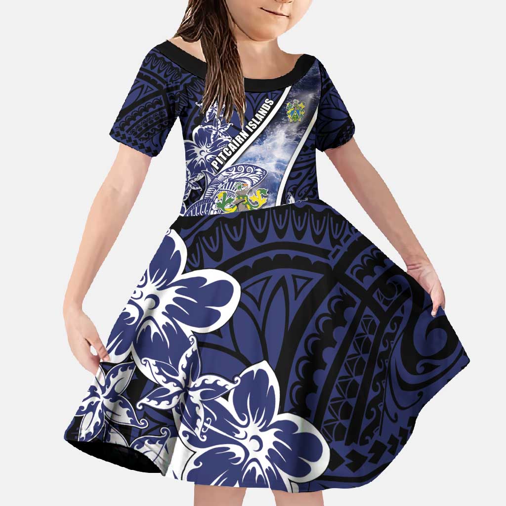 Personalised Pitcairn Islands Family Matching Off Shoulder Maxi Dress and Hawaiian Shirt Coat Of Arms Waves Style