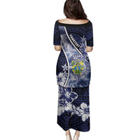 Personalised Pitcairn Islands Family Matching Puletasi and Hawaiian Shirt Coat Of Arms Waves Style