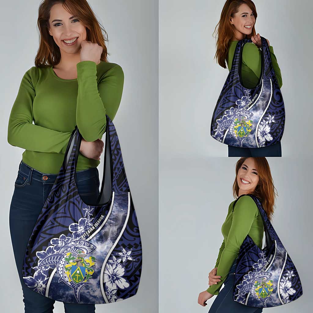 Pitcairn Islands Grocery Bag Coat Of Arms Waves Style