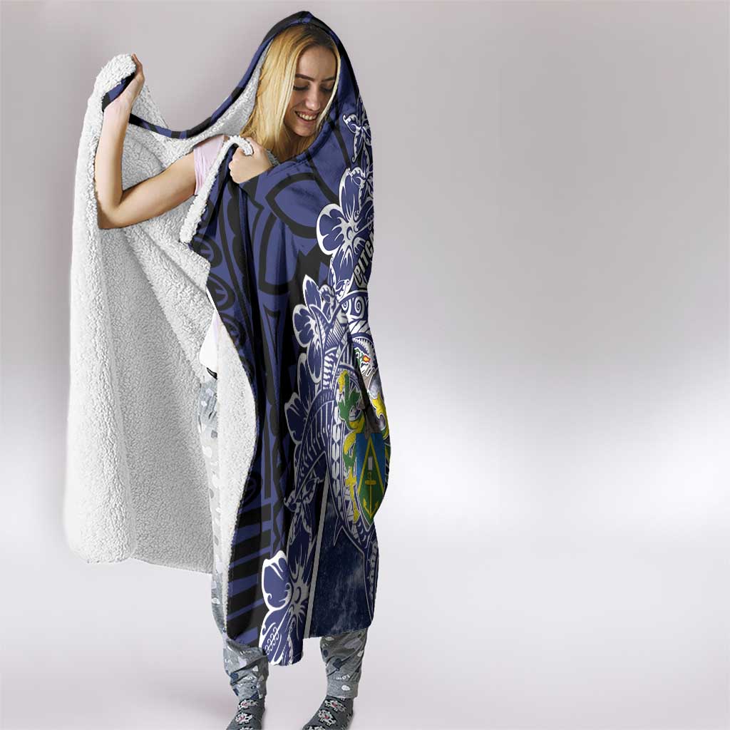 Pitcairn Islands Hooded Blanket Coat Of Arms Waves Style