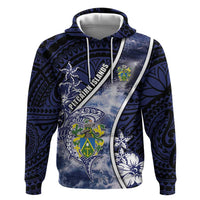 Personalised Pitcairn Islands Hoodie Coat Of Arms Waves Style