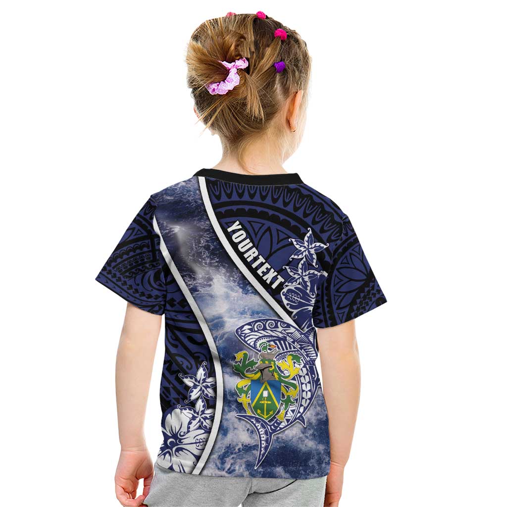 Personalised Pitcairn Islands Kid T Shirt Coat Of Arms Waves Style