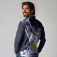 Personalised Pitcairn Islands Long Sleeve Polo Shirt Coat Of Arms Waves Style