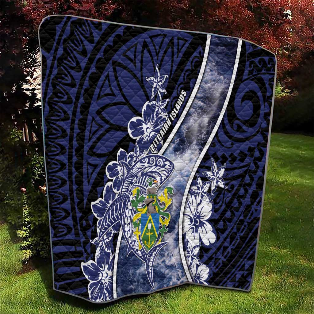 Pitcairn Islands Quilt Coat Of Arms Waves Style