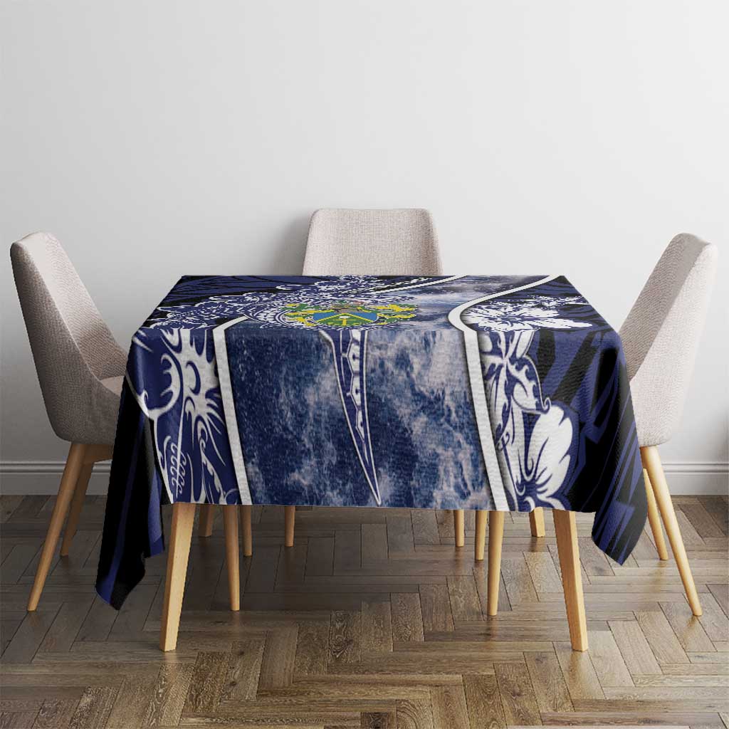 Pitcairn Islands Tablecloth Coat Of Arms Waves Style