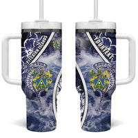 Personalised Pitcairn Islands Tumbler With Handle Coat Of Arms Waves Style
