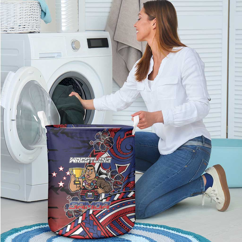 Samoa Wrestling Laundry Basket Polynesian Warrior Funny Style - Polynesian Pride