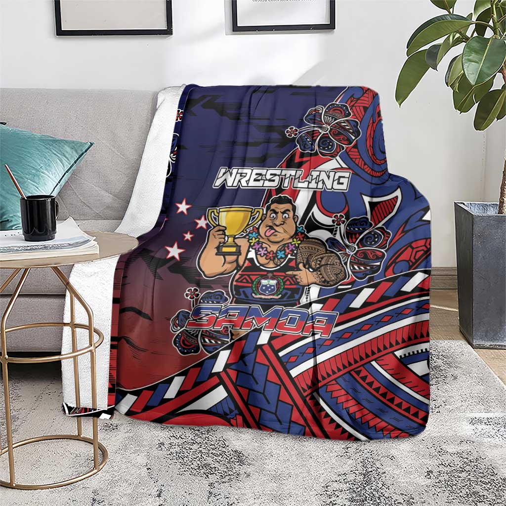 Samoa Wrestling Blanket Polynesian Warrior Funny Style - Polynesian Pride