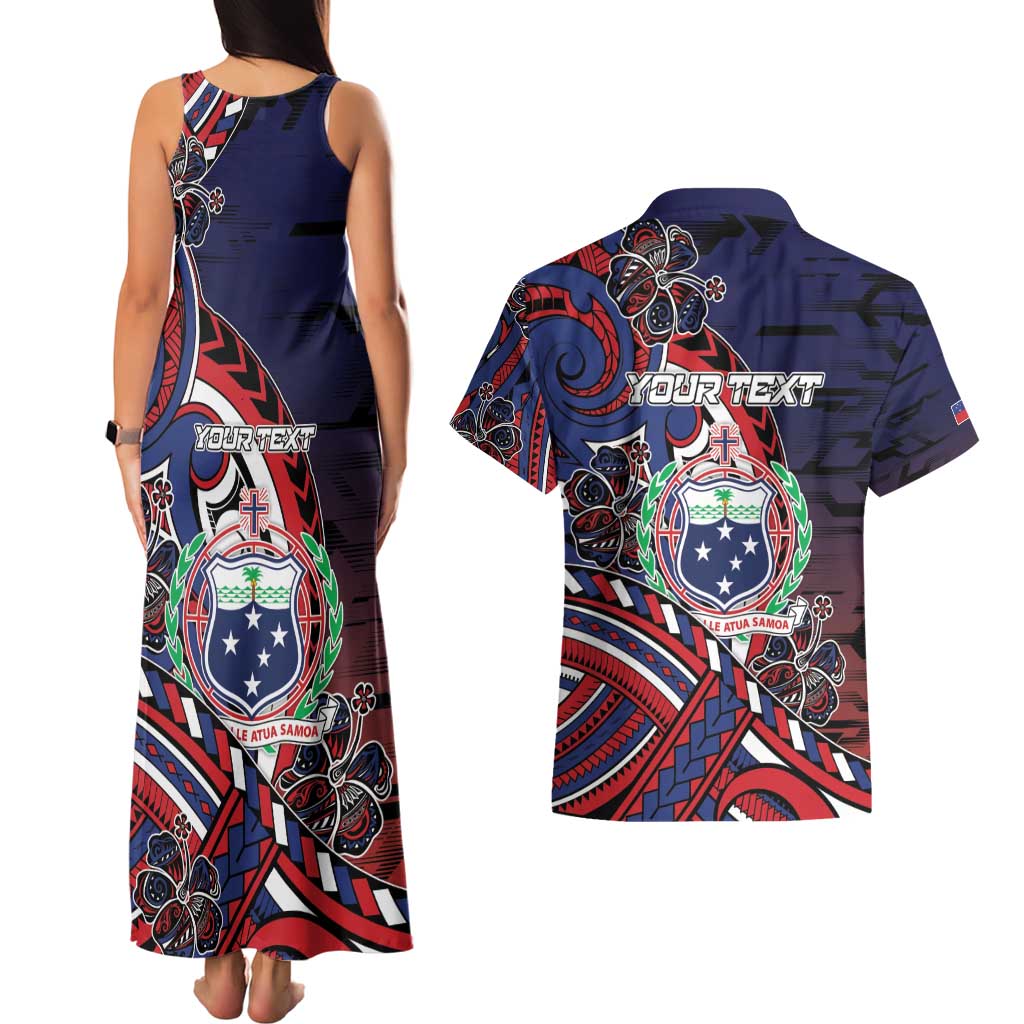 Personalised Samoa Wrestling Couples Matching Tank Maxi Dress and Hawaiian Shirt Polynesian Warrior Funny Style - Polynesian Pride