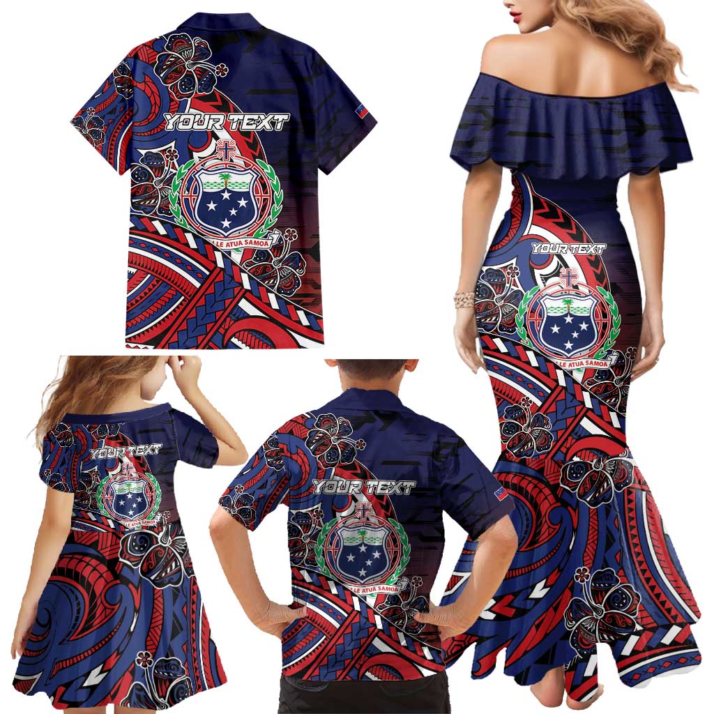 Personalised Samoa Wrestling Family Matching Mermaid Dress and Hawaiian Shirt Polynesian Warrior Funny Style - Polynesian Pride