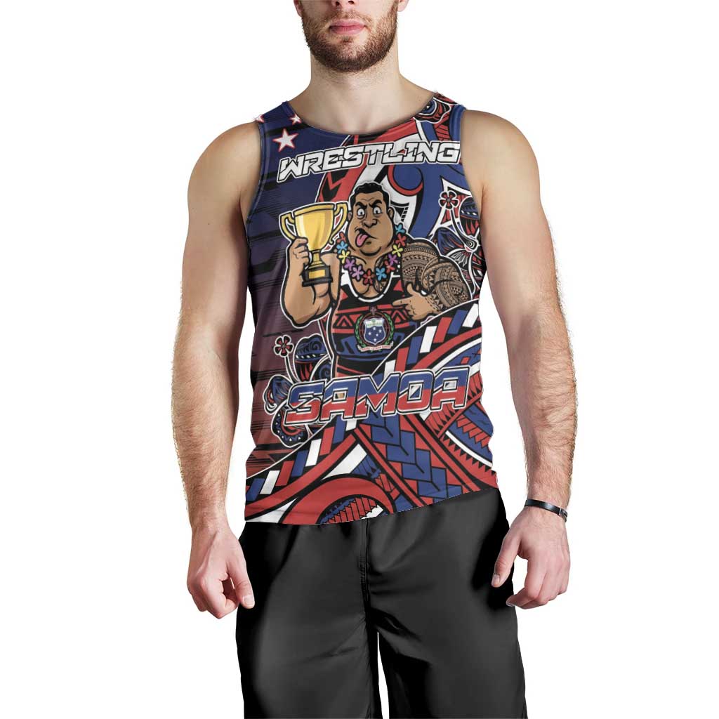 Personalised Samoa Wrestling Men Tank Top Polynesian Warrior Funny Style - Polynesian Pride