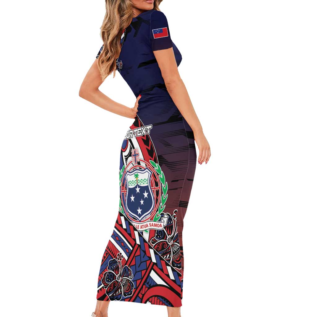 Personalised Samoa Wrestling Short Sleeve Bodycon Dress Polynesian Warrior Funny Style - Polynesian Pride