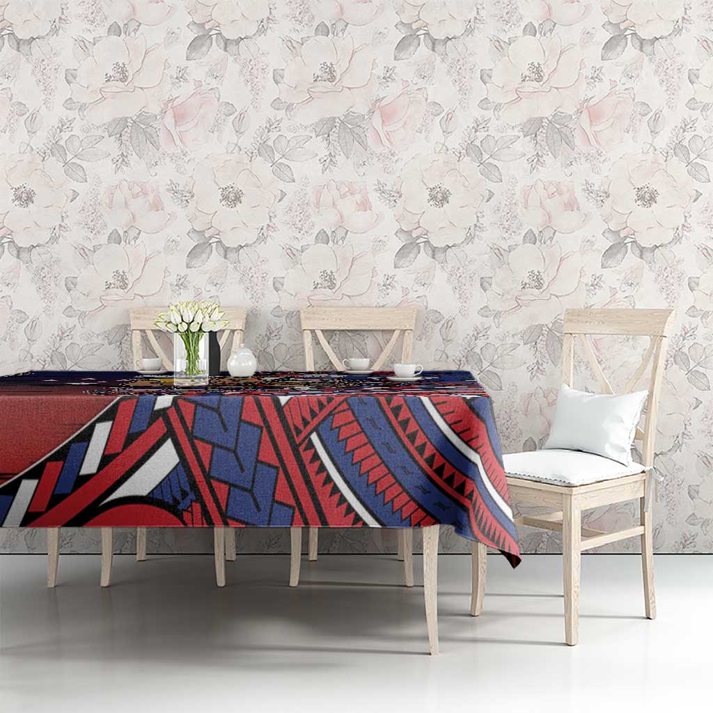 Samoa Wrestling Tablecloth Polynesian Warrior Funny Style - Polynesian Pride