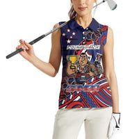 Personalised Samoa Wrestling Women Sleeveless Polo Shirt Polynesian Warrior Funny Style - Polynesian Pride
