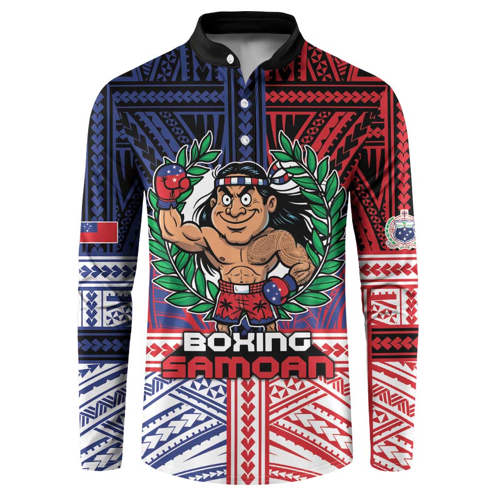 Personalised Samoa Boxing Button Sweatshirt Samoan Boxer Funny Style - Polynesian Pride
