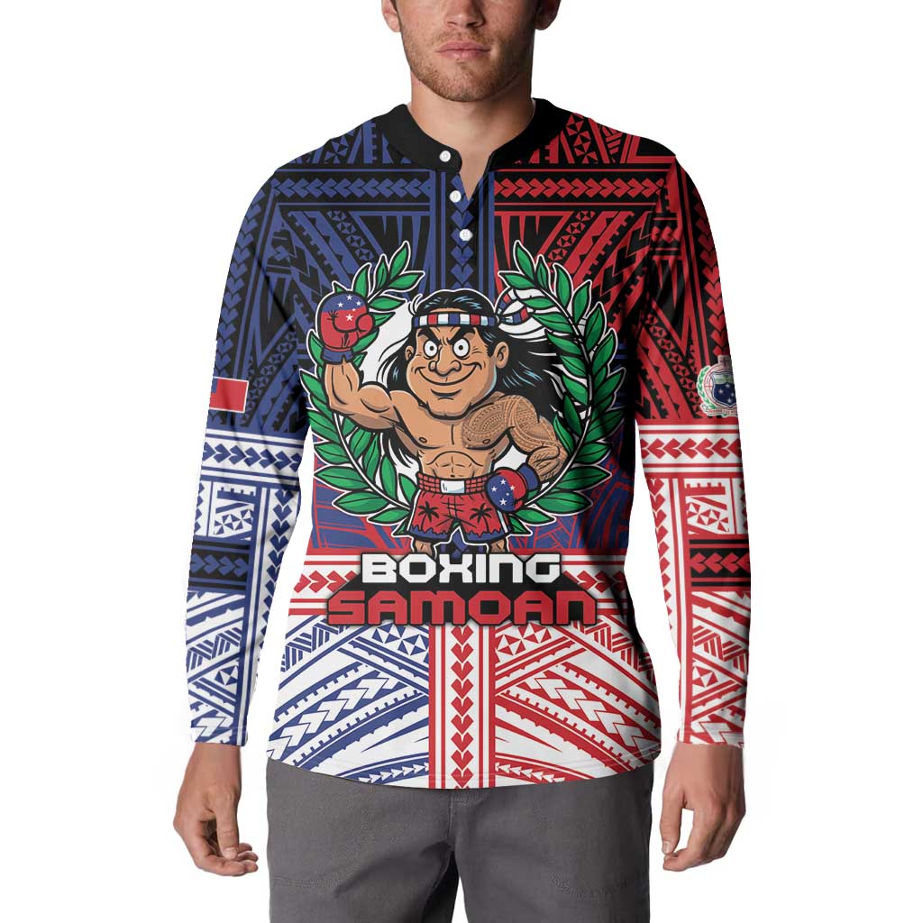 Personalised Samoa Boxing Button Sweatshirt Samoan Boxer Funny Style - Polynesian Pride