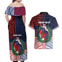 Personalised Samoa Boxing Couples Matching Off Shoulder Maxi Dress and Hawaiian Shirt Samoan Boxer Funny Style - Polynesian Pride