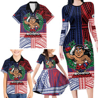 Personalised Samoa Boxing Family Matching Long Sleeve Bodycon Dress and Hawaiian Shirt Samoan Boxer Funny Style DT05 - Polynesian Pride
