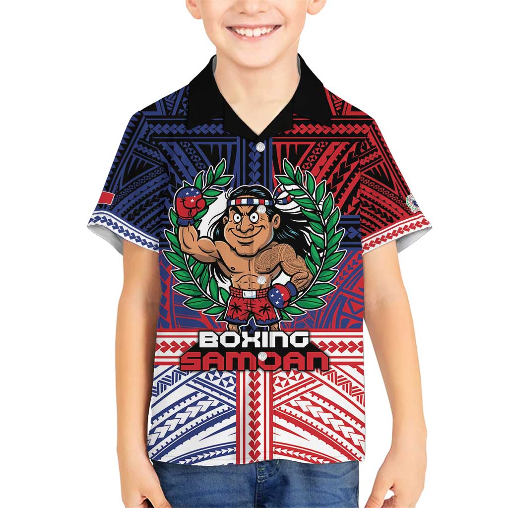 Personalised Samoa Boxing Family Matching Long Sleeve Bodycon Dress and Hawaiian Shirt Samoan Boxer Funny Style DT05 Son's Shirt Red - Polynesian Pride