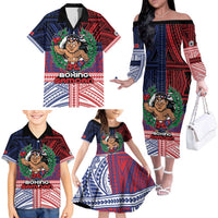 Personalised Samoa Boxing Family Matching Off The Shoulder Long Sleeve Dress and Hawaiian Shirt Samoan Boxer Funny Style DT05 - Polynesian Pride