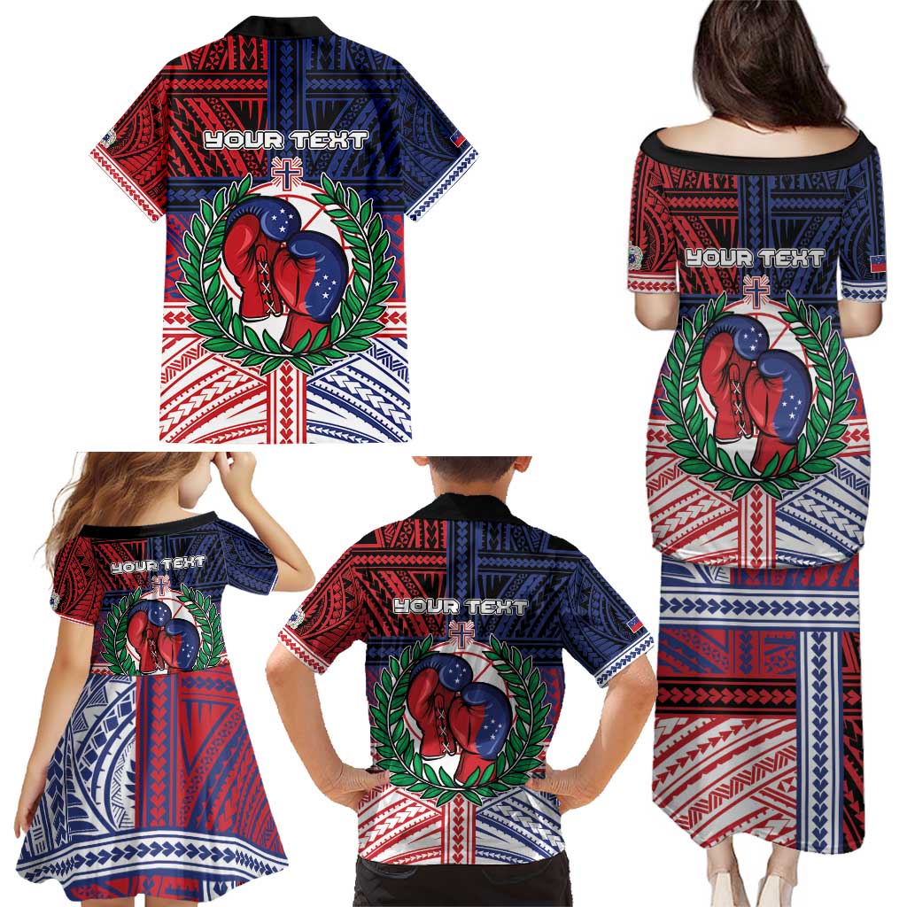 Personalised Samoa Boxing Family Matching Puletasi and Hawaiian Shirt Samoan Boxer Funny Style - Polynesian Pride