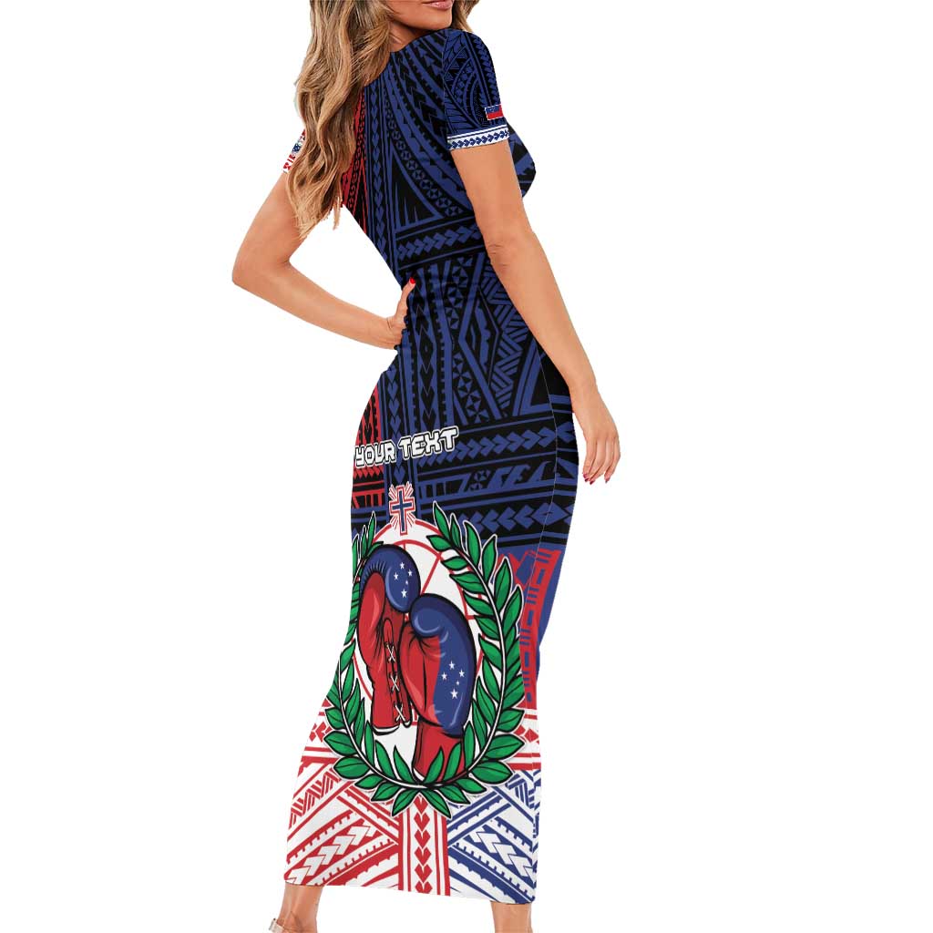 Personalised Samoa Boxing Family Matching Short Sleeve Bodycon Dress and Hawaiian Shirt Samoan Boxer Funny Style DT05 - Polynesian Pride