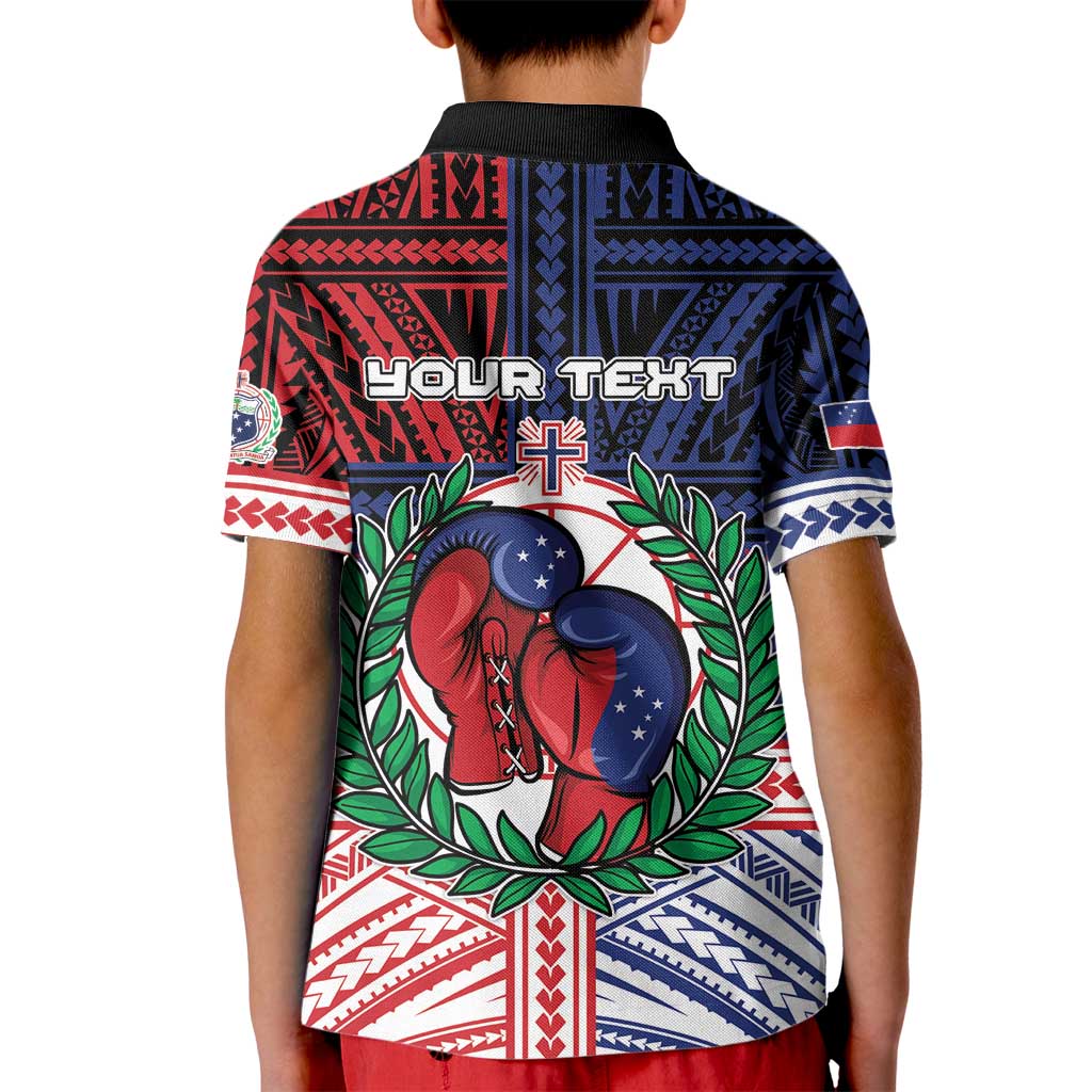 Personalised Samoa Boxing Kid Polo Shirt Samoan Boxer Funny Style - Polynesian Pride