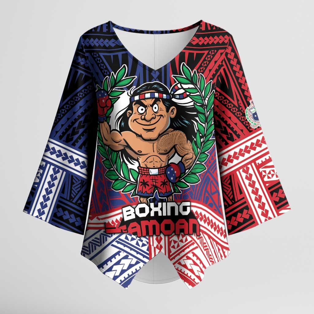 Personalised Samoa Boxing Kimono Sleeve Blouse Samoan Boxer Funny Style - Polynesian Pride