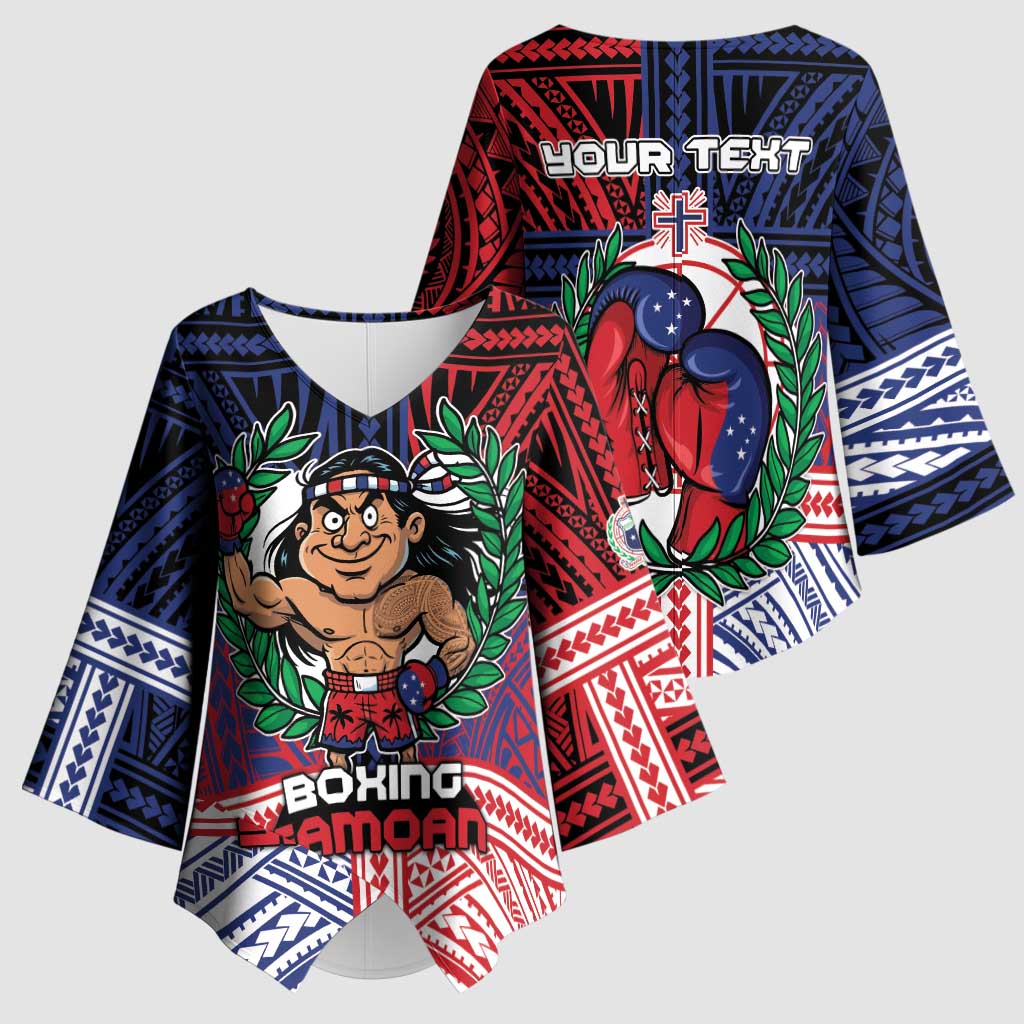 Personalised Samoa Boxing Kimono Sleeve Blouse Samoan Boxer Funny Style - Polynesian Pride