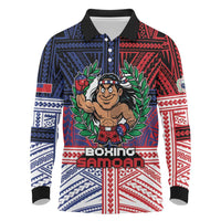 Personalised Samoa Boxing Long Sleeve Polo Shirt Samoan Boxer Funny Style - Polynesian Pride