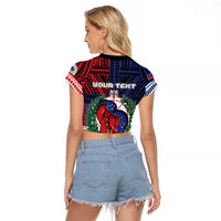 Personalised Samoa Boxing Raglan Cropped T Shirt Samoan Boxer Funny Style - Polynesian Pride