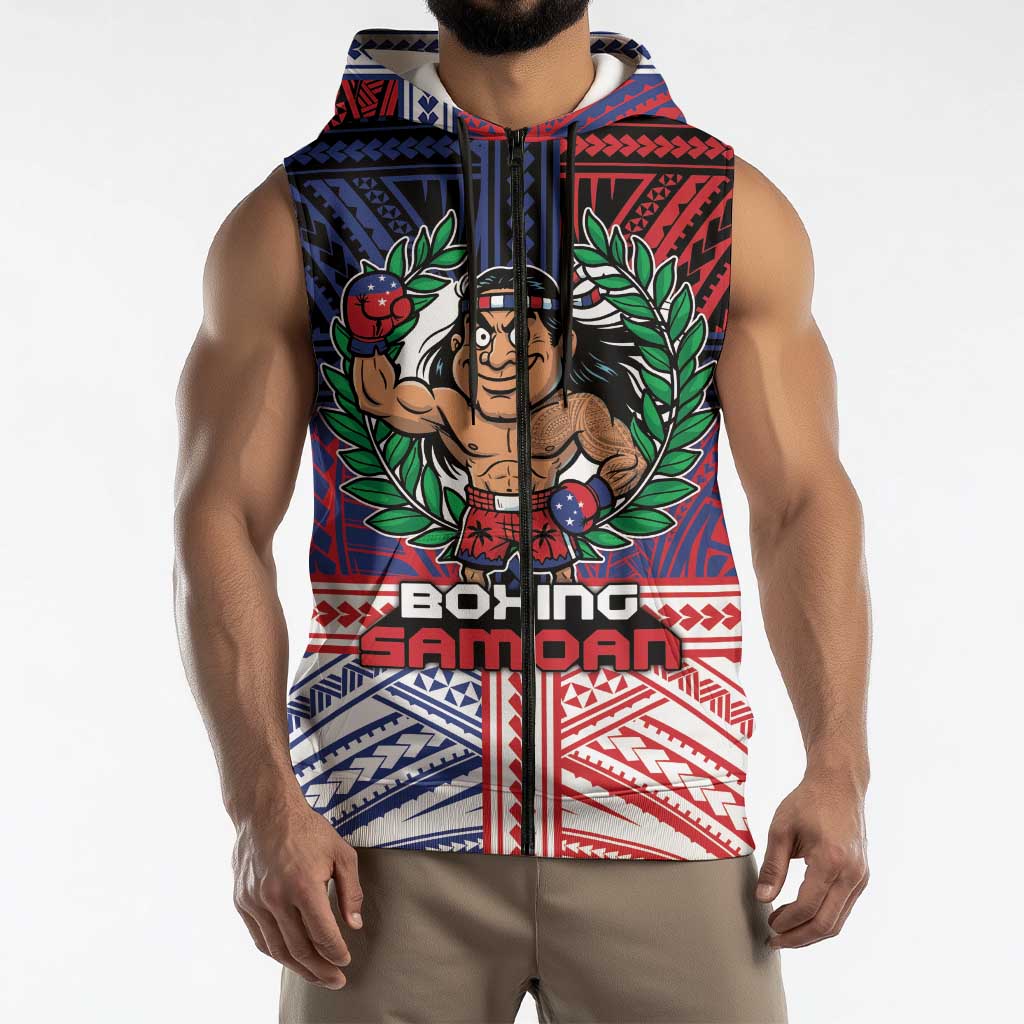 Personalised Samoa Boxing Sleeveless Zip Hoodie Samoan Boxer Funny Style - Polynesian Pride